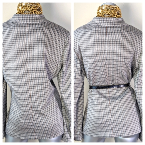 Theory Houndstooth Eco Knit Multicolor Two-Piece Feminine Earthtone PowerSuit - Picture 11 of 16